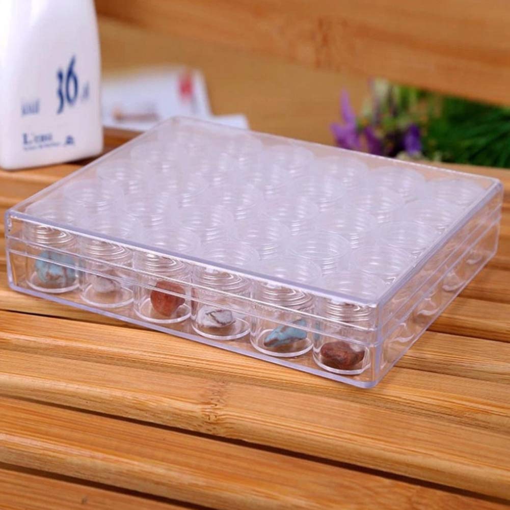 Embroidery Diamond Storage Box, 30PCS Small Clear Plastic Bead Containers with Lid for Jewelry Painting DIY Art Craft Rhinestones Sewing Cosmetic Nail Glitter Powder
