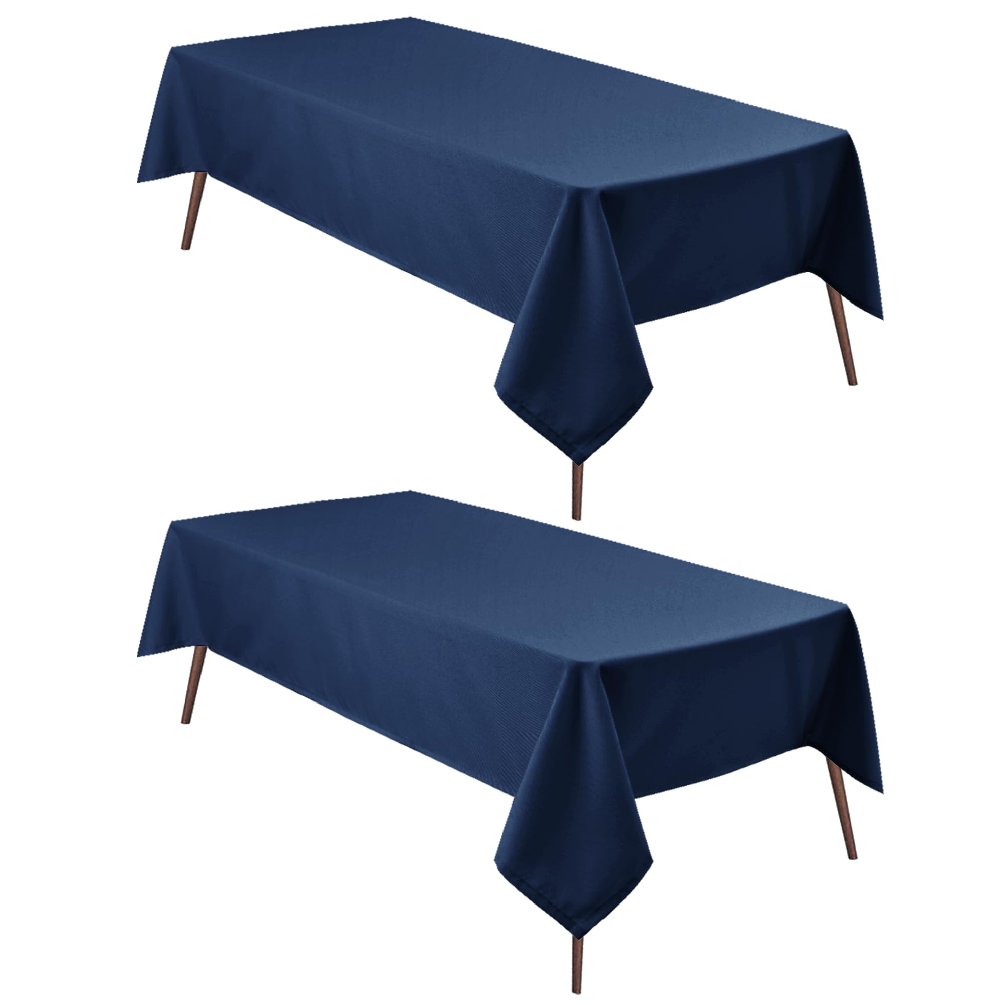 Hiasan 2 Pieces Rectangle Tablecloth - Waterproof Washable Polyester Table Cloth for Dining Room Kitchen Party Camping, Navy Blue, 54 x 108 Inch Image