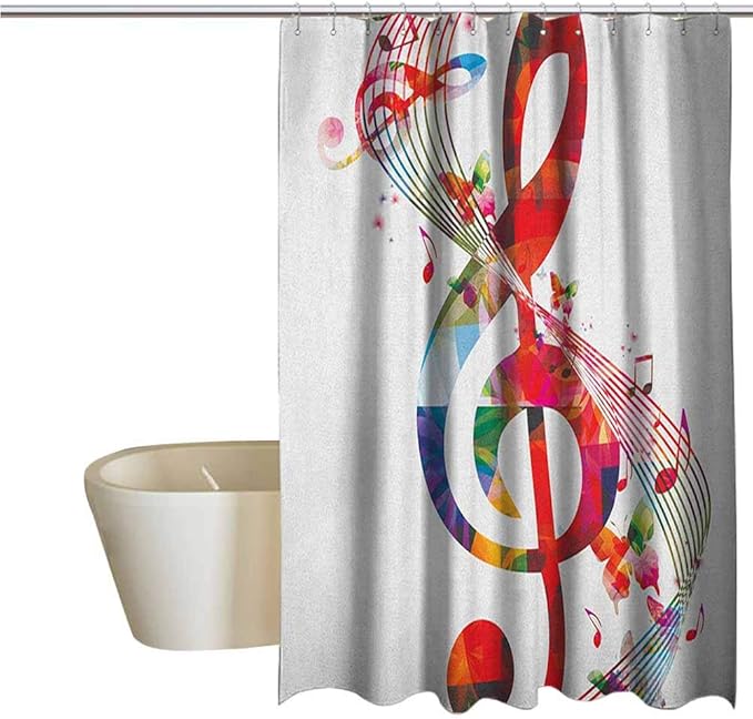 Music Elegant Shower Curtains Artwork with Musical Notes Rhythm Song