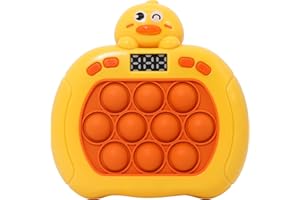 LAHAND Quick Push Bubble Game,POP Toy Fast Push Game,Quick Push Pop Fidget Toys for Kids 3-12 Years Old,6 Game Mode Upgrades,Handheld Puzzle Games for Halloween and Christmas,Sensory Toys (Yellow Duck)