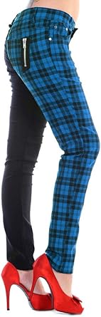womens checked skinny trousers