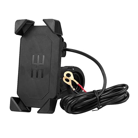 2 in 1 Motorradhalter Fahrrad Handyhalterung tragbarer Motorradlenker Handy GPS Halterung USB Ladegerät 360 ° verstellbar Uni