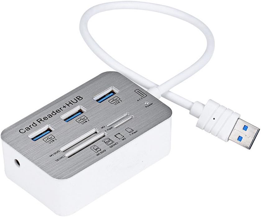 Deepfox 3 Port Aluminum USB 3.0 HUB Adapter with MS SD M2 TF Card Reader for PC/Laptop