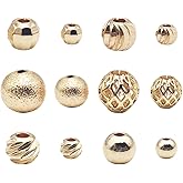 INSPIRELLE 120pcs Spacer Beads Gold Plated Long-Lasting Round and Oval Beads for Jewelry Bracelet Necklace Making