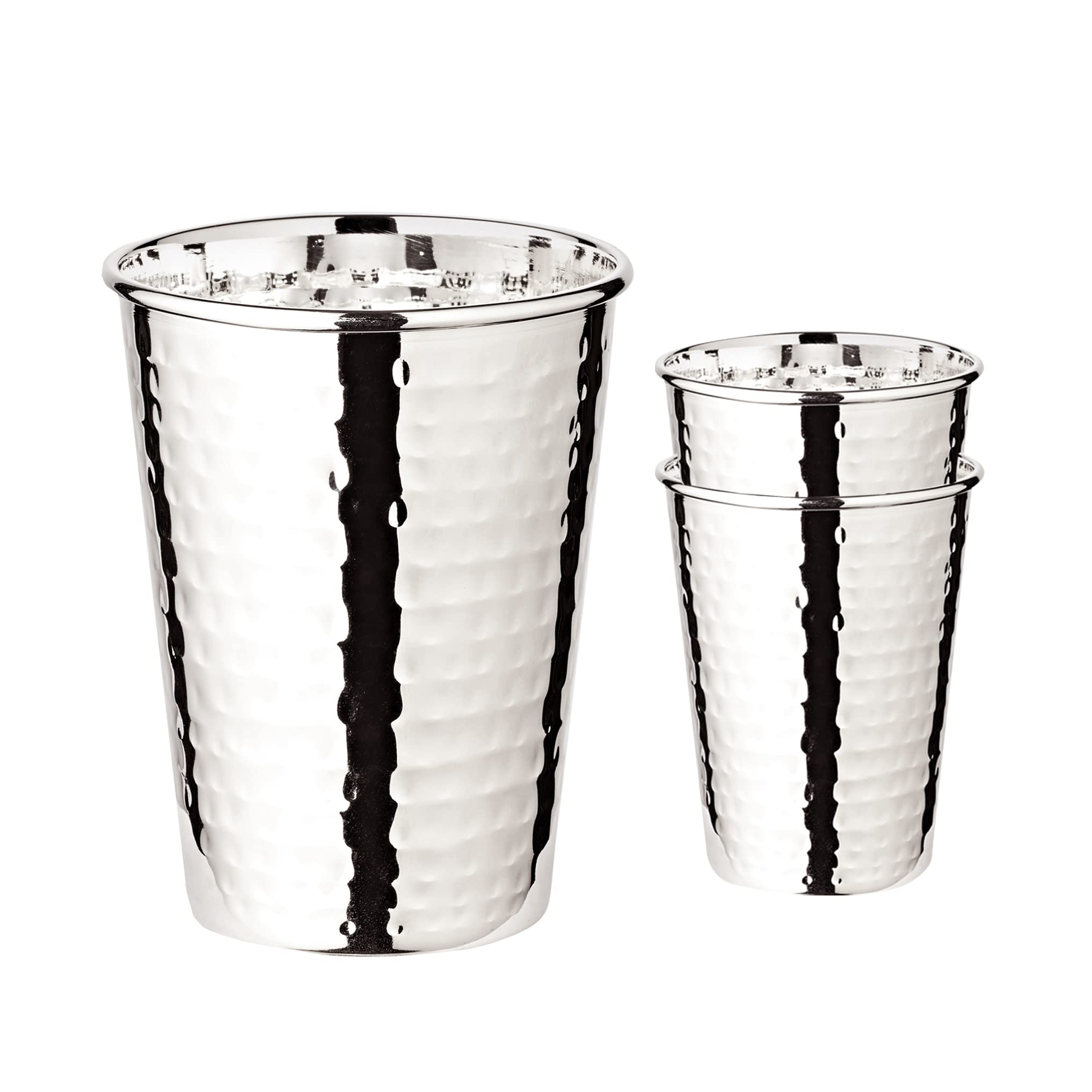 Edzard Set of 2 Drinking Mugs/tumblers Mido (200 ml) Hammered, Silver-Plated - Silver Mug, Mug for Cocktails, Long Drinks, Water, Height 4 in