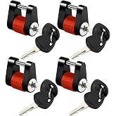 METOWARE Keyed Alike Trailer Coupler Lock 1/4" Dia 3/4" Span (4 Pack) | Heavy Duty Steel Tongue Lock, Fit Latch-Type Coupler, Anti-Rattle Ring Included, Secure Towing for RVs Boats Trucks