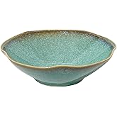 KROUJITY Decorative Bowl 7.6'' Ceramic, Ruffle Catch All Key Bowls for Entryway Table, Coffee Table Bowl Decor, Handcrafted Large Decorative Bowl, Pottery Purse Potpourri Bowl