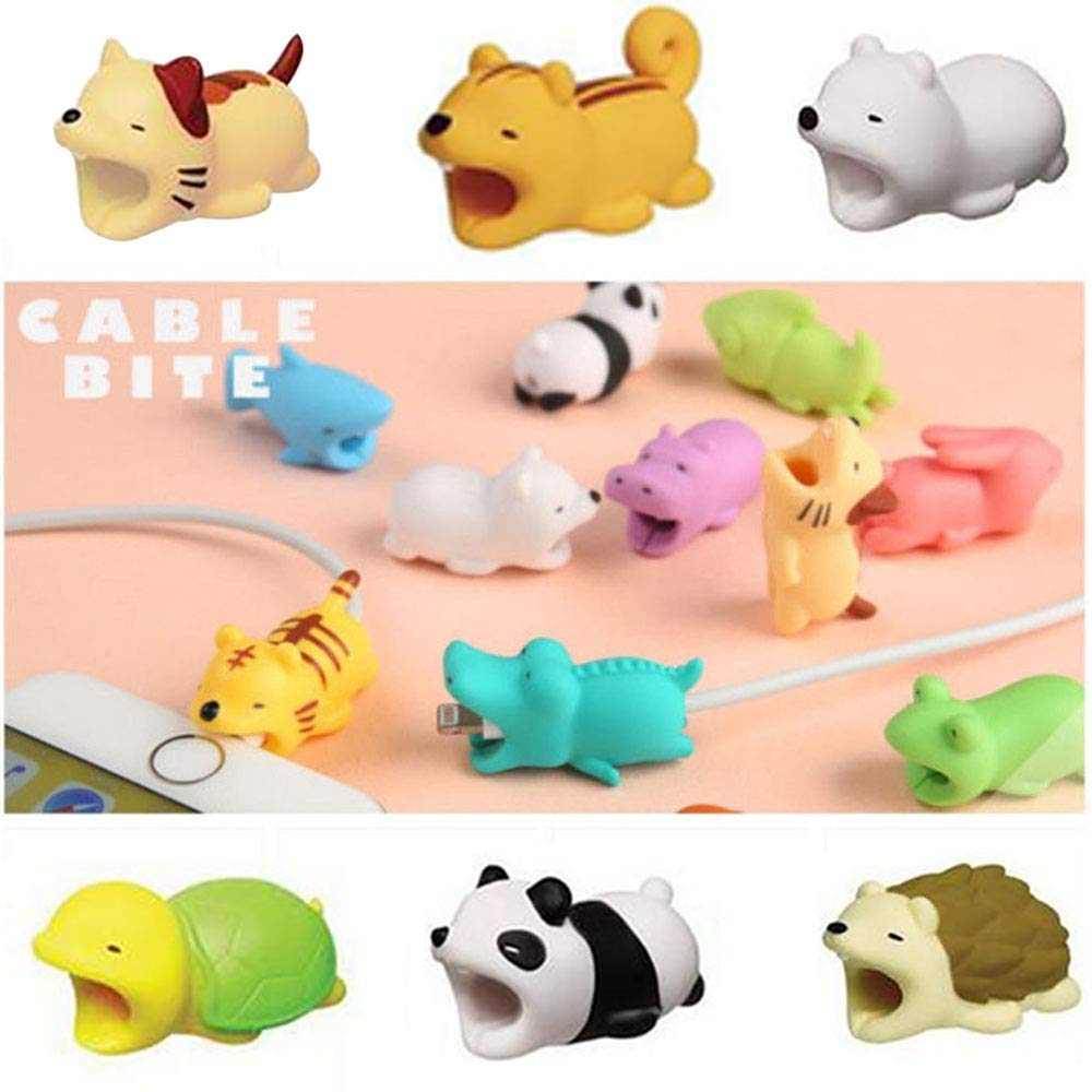 Supfox Compatible Animal Cable Bites for iPhone Cable Cord, Charge Cable Saver and Fixer Charge Cable Saver Chewers Cute Animal Bite Cable Accessory Pack (6 pcs)