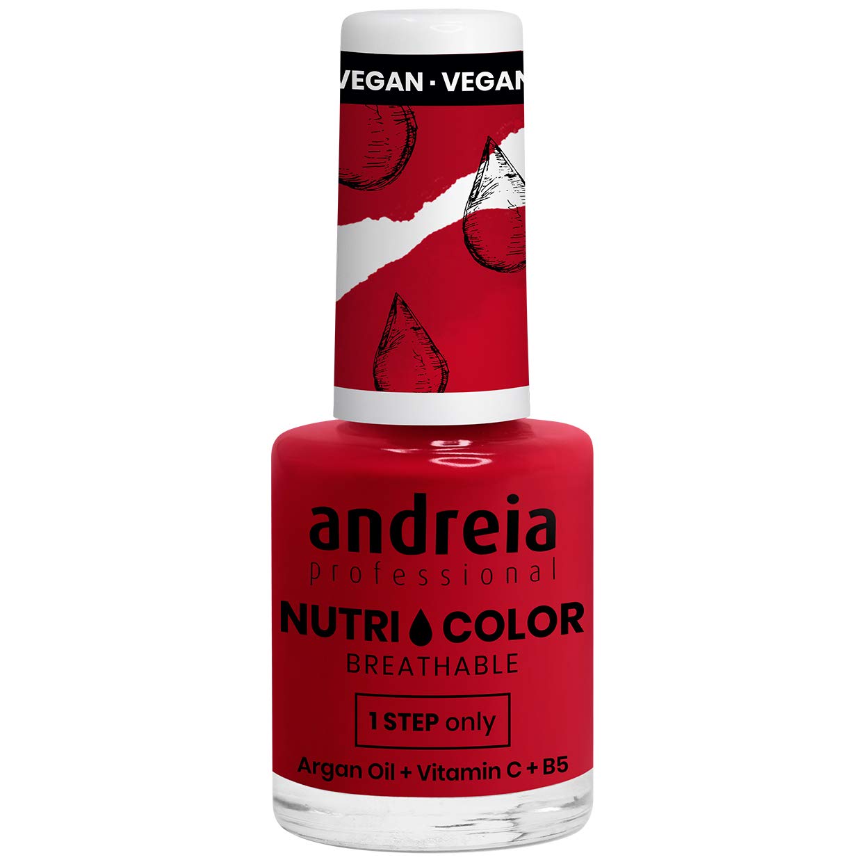 Andreia Professional NutriColor Breathable Nail Polish - Vegan and Cruelty-Free DIY Nail Art Nail Polish with Long Lasting Gloss Finish Colour NC38 Deep Red 10.5ml