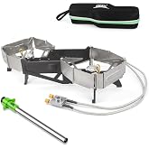 BRS-32 Portable Foldable Camping Stove Expandable Double Cooktop - Easy to Operate, Camping Kitchenware with BRS-191 Electronic Igniter