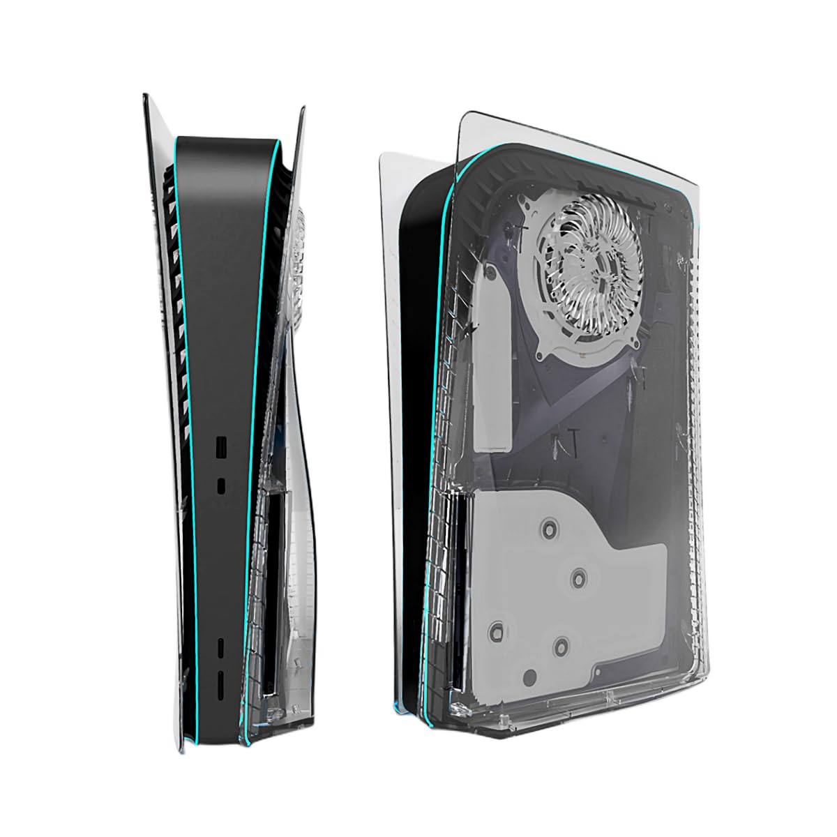 Transparent Faceplate Case for PS5 Cover Plate for PS5 Replacement Case for Disc Playstation 5, Hard Shell Case Shockproof Side Plates Skin for PS5 Disc Version Console Clear