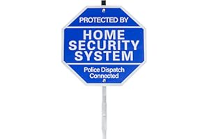 AzReference Protected By Home Security System Signs for Yard - 10" x 28" Police Dispatch Connected Warning Sign with Ground Stake - Rust Free Aluminum Composite - UV Protected