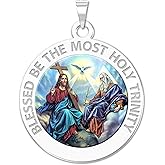 PicturesOnGold.com Holy Trinity Religious Medal Color - 1 Inch Size of a Quarter -Sterling Silver with Engraving