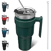 BJPKPK Tumbler With Handle 40oz Stainless Steel Insulated Tumbler With Lid And Straw For Water Or Ice Coffee,Army Green