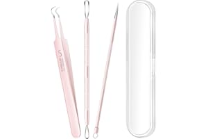 AOSNARE 3PCS Pimple Extractor Acne Treatment Tool Professional Stainless Blackhead Comedone Removal Popper Tool for Face Nose Blackhead Extractor Tool (Pink)