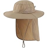 Home Prefer Outdoor UPF50+ Mens Sun Hat with Neck Flap Womens UV Protection Hat Wide Brim Safari Fishing Hiking Gardening Hat