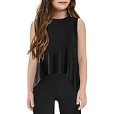 Haloumoning Girls Athletic Tank Top Kids Summer Cute Crop Tops Workout Yoga Sports Shirt 5-14 Years