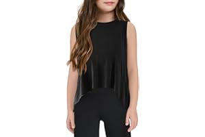 Haloumoning Girls Athletic Tank Top Kids Summer Cute Crop Tops Workout Yoga Sports Shirt 5-14 Years