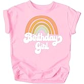 Retro Rainbow Birthday Girl Colorful Shirts for Baby and Toddler Girls Birthday Outfits