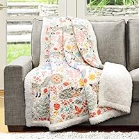 Lush Decor Pixie Fox Throw Fuzzy Reversible Sherpa Blanket, 60" x 50", Gray & Pink