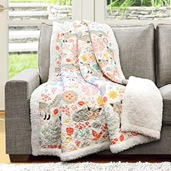 Lush Decor Pixie Fox Throw Fuzzy Reversible Sherpa Blanket, 60