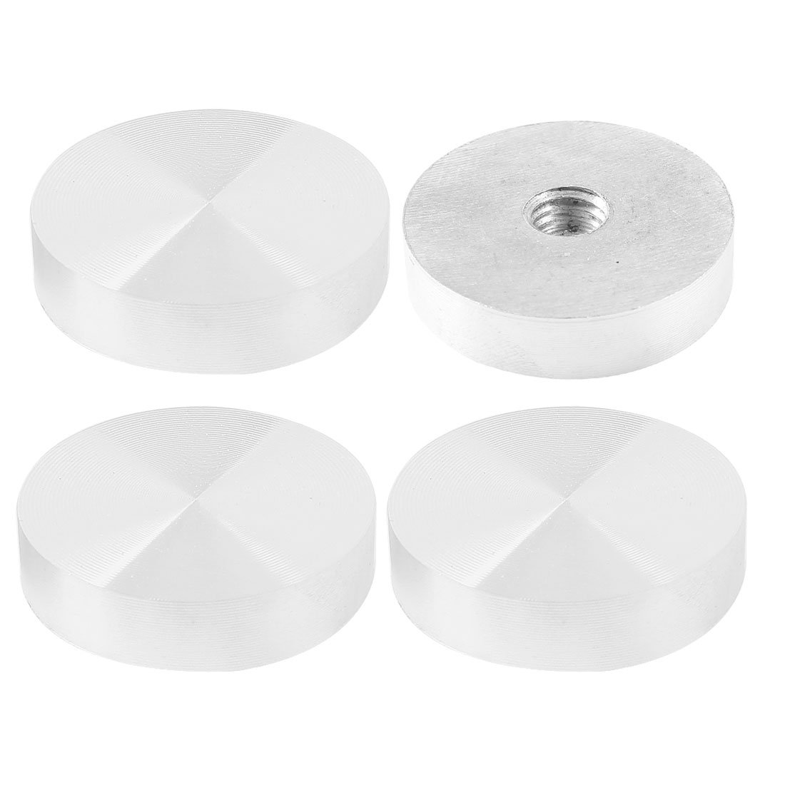 sourcing map 4pcs Furniture Replacement Round Silver Tone Aluminum Disc Table Glass Top Adapter M8 x 40mm
