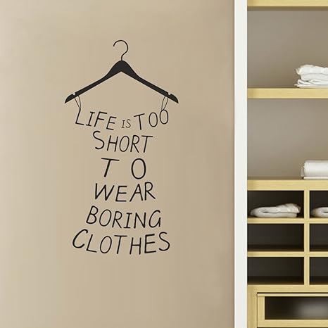 Coiffeuse Forme D Mural Citation La Vie Est Trop Courte A Porter Ennuyeux Clothes Dressing Coiffeuse Chambre Chambre Sticker Mural Vinyle Filles Chambre Art Sticker Vinyle Violet 54 H X29 W Amazon Fr Cuisine Maison