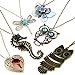 JEWELRIESHOP Vintage Retro Colorful Crystal Owl Pendant Long Chain Necklace with Antiqued Bronze Finish