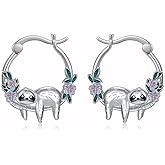 Midari Penguin/Hummingbird/Bat/Dolphin/Bulldog/Dragonfly Hoop Earrings for Women 925 Sterling Silver Animal Hoop Earrings Jewelry Gifts for Women