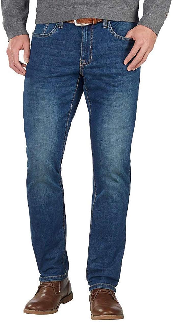 IZOD Menâs Comfort Stretch Jean (Sits Below Waist, Straight Leg, and Slim Fit) (Light Blue, 38W 