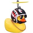 wonuu Rubber Duck Car Ornaments Yellow Duck Car Dashboard Decorations with Propeller Helmet