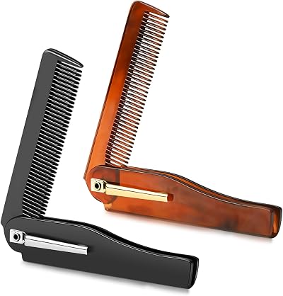 YHTCC 2Pcs Folding Beard Comb Fine Tooth Portable Travel Pocket Grooming