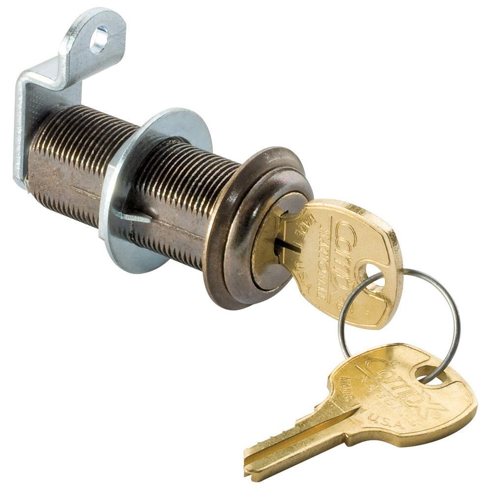 1-3/4" Long Cylinder Lock - Antique Brass, keyed