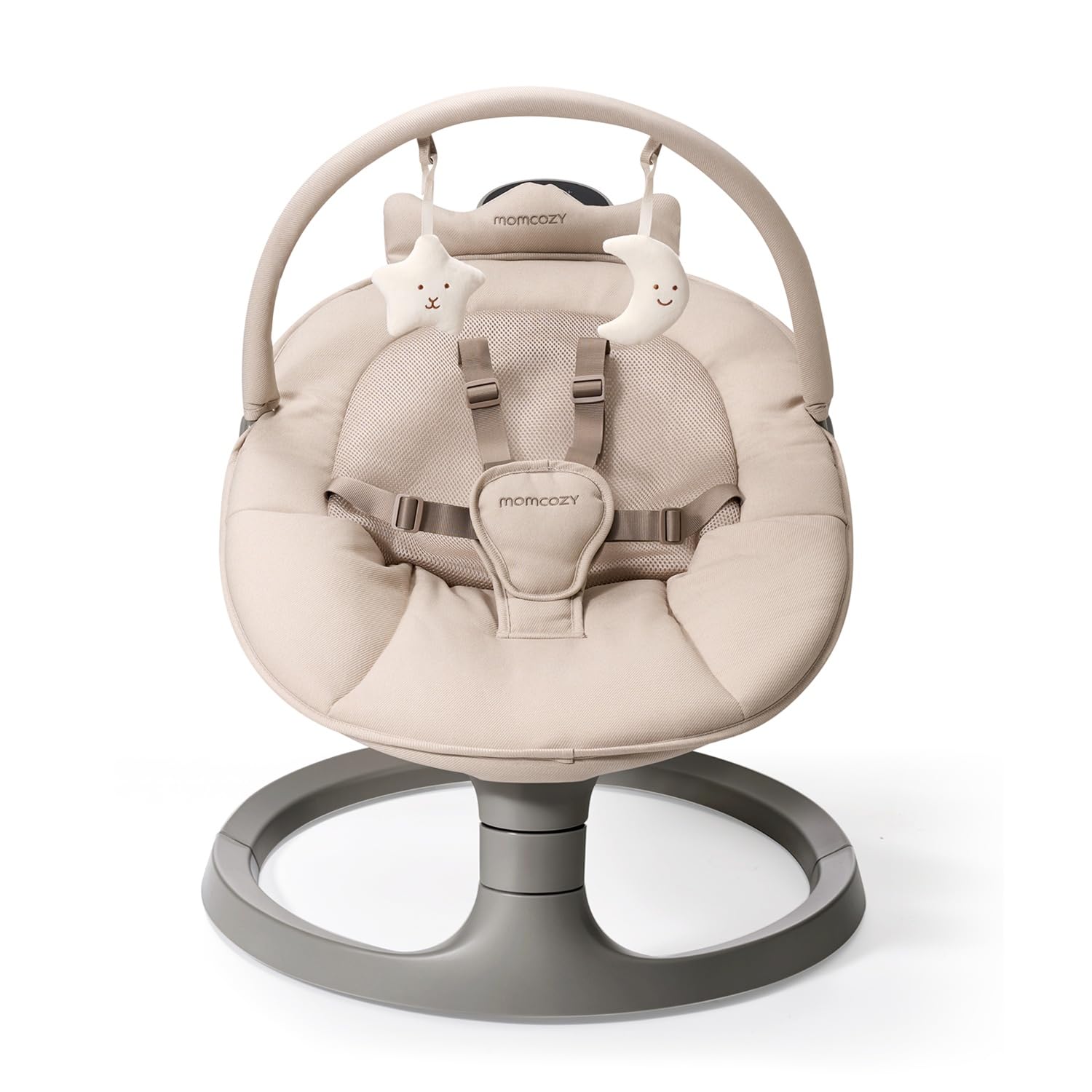 Photo 1 of **It's used, it's missing a part, and it's unknown if it works 100%.*****Momcozy 2-in-1 Electric Baby Swing, Dual-Arm Support System & Parent-Inspired Motions, Convertible to Toddler Seat up to 66 lbs, Adjustable Height, Lightweight, Khaki