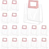 Yolyoo 15 Pack Clear Gift Bags with White Handles Transparent PVC Gift Wrap Bags Plastic Tote Bags Reusable Shopping Bags for Bridal Party,Wedding,Baby Shower,Birthday Party 7 x 8 x 4 Inch (7 x 8 x 4