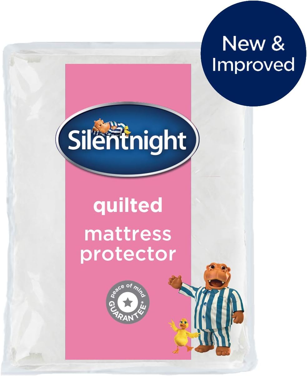 Silentnight Quilted Mattress Protector with Straps, Polyester, Double