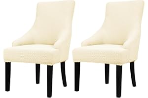 Lellen Stretch Wingback Chair Cover Slipcover - Reusable Wingback Side Chair Slipcover,Accent Chair Cover,Arm Protector Seat Cover,Wing Chair Cover for Dining Living Room Home（2PCS,Cream）