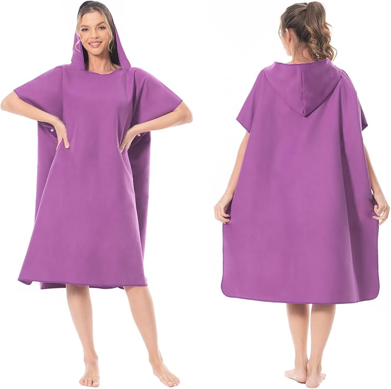 MOKANI Changing Robe Towel Poncho Microfiber with Hood Purple