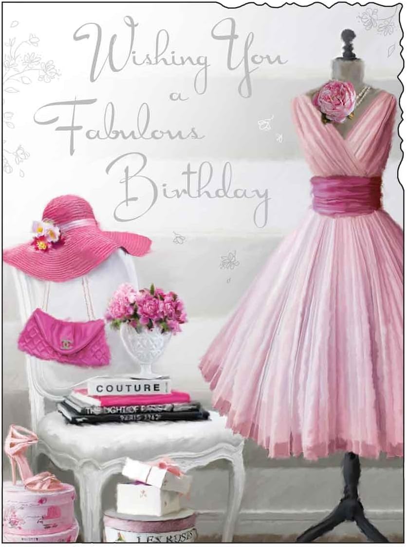 Pink Dress Fabulous Birthday Card (JJ2136)
