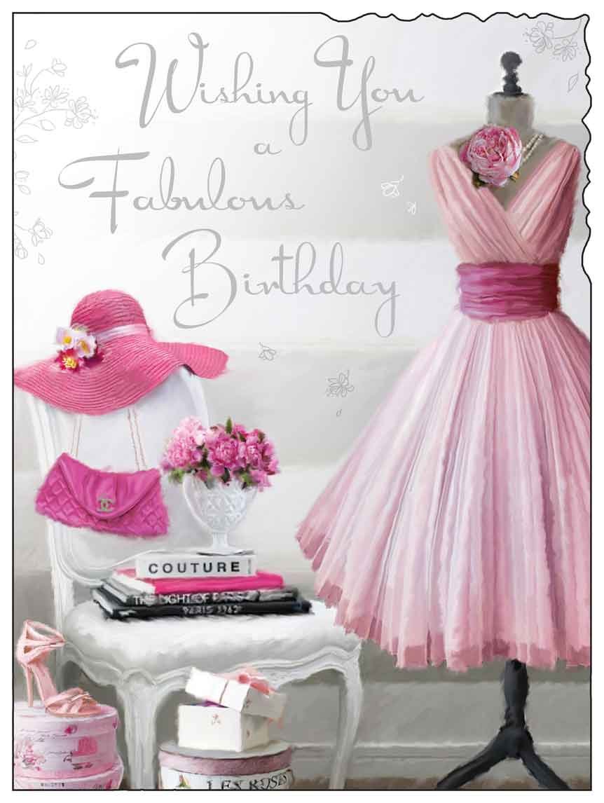 Pink Dress Fabulous Birthday Card (JJ2136)