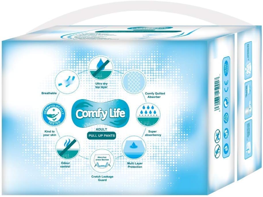 Comfy Life Premium Adult Incontinence Pull Up Diaper Pants 12 Pack High Absorbency (Medium), White, Medium 12 Pants - Image 3