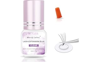 WENDY LASHES Lash Glue Lash Extension Glue 1-2s Fast Drying Strong Hold Clear Glue Long Lasting Glue Waterproof Eye Lash Glue Lash Extension Low Irritation Glue Sensitive Lash Glue for Professional Use(Clear-5ml)