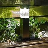 Sogrand Solar Lights,Super Bright 10 Lumen Stainless Steel Outdoor Bollard,Lights Pathway Landscape Lighting,,for Lawn Patio Yard Walkway Driveway Pathway Garden Landscape,Pack of 2