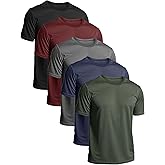 Yafanqi 5 Pack Mens Short Sleeve Shirts Quick Dry Moisture Wicking Athletic Running Gym Workout Casual Basic Tee Shirt