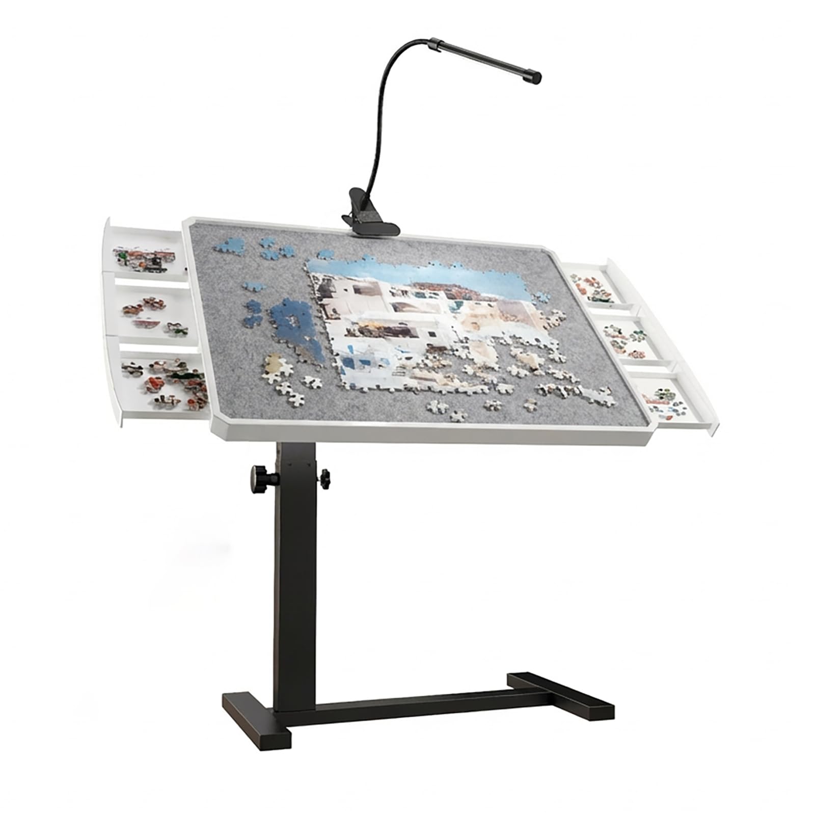 Photo 1 of 1500 Piece Jigsaw Puzzle Table with 6 Drawers and Cover 35"x26"Adjustable Puzzle Tables for Adults with Wheels 5-Tilting-Angle Portable Plastic Jigsaw Puzzle Board for mom