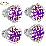 [4Pack] Led Grow light Bulbs Full Spectrum with UV&amp;IR, EnerEco 28W E27 E26 Base Plant Growing Lights lamp for Indoor Plants Garden Hydroponic Greenhouse Organic AC85-265V