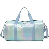 ZHIERNA Sports Gym Dance Bag for Women Girls, Shimmery Waterproof Duffle Travel Bag With Shoes Compartment and Wet Dry Pocket (Green)