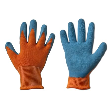 Kinder Arbeitshandschuhe Latex Schutzhandschuhe Gartenhandschuhe Handschuhe Kinderhandschuhe orange Gr. 2-6 5