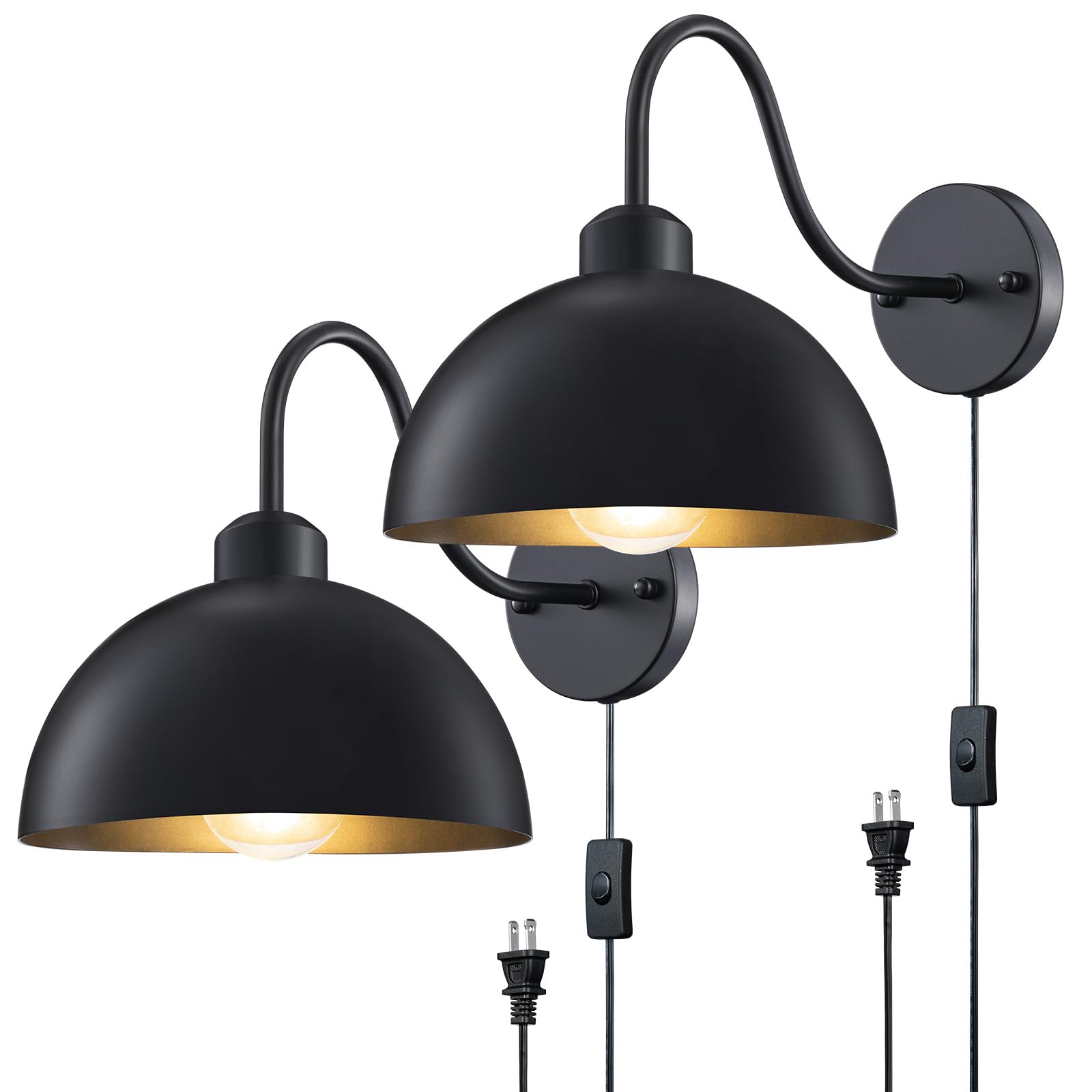 Plug In Wall Sconce Black