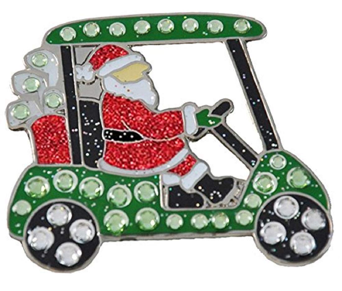Navika Santa's Cart Swarovski Crystal and Glitz Ball Marker with Hat Clip